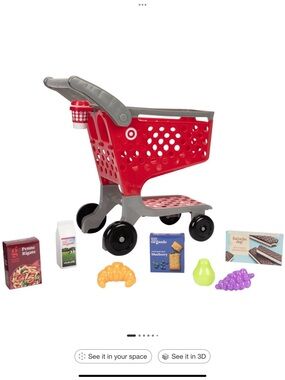 Target Kids Play Grocery Shopping Cart Toy - Red & Gray